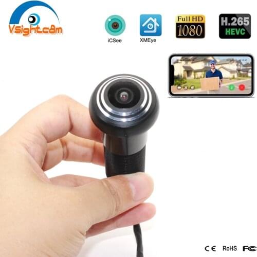 2020 New Arrival HD 1080P Door Eye Hole Camera Cat Eye Wide Angle Lens Mini IP Camera Wired P2P Onvif Peephole Home Security