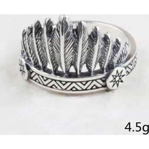 2021 Newest Arrival Feather Crown Retro Fashion Ring Tourism Memorial Accessories Men and Women Paragraph Jewelry Wholesale