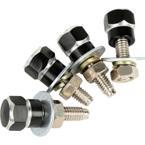 4pcs Black & Silver Hex License Plate Frame Bolts Motorcycle Tag Fastener