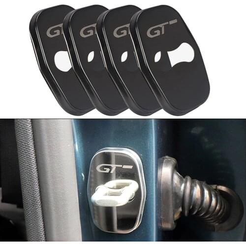 4pcs GT Emblem Logo Car Door Lock Cover Decor Protector Cover For Peugeot 2008 3008 4007 4008 5008 RCZ 206 207 208 Car Styling