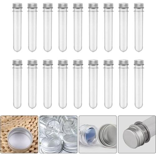 50Pcs 45ml PET Test Tube Bottles Bath Salt Bottles Candy Jars 45ml Transparent Cylindrical Pet Tube Bottle (Transparent)