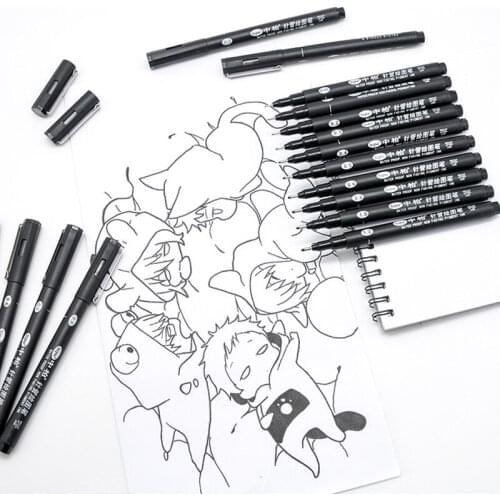 8pcs Multi Nib EF Fine Liner Pen for Drawing Sketching Outline Marker Cartoon Manga Art Supplies Pigment Ink Water Proof F984