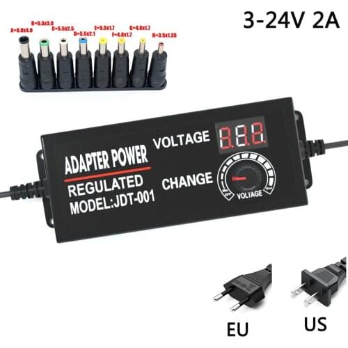 Power adapter Adjustable DC 3V 5V 6V 7V 8V 9V 10V 11V 12V 14V 15V 16V 17V 18V 19V 20V 21V 22V 23V 24V 2A Power Supply display