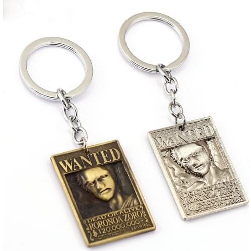 H&F anime accessories Zoro keychain Sanji figure order for arrest warrant dog tags Alloy key ring key holder for Chaveiro