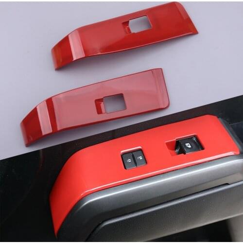 Car Rear Red Door Armrest Window Lift Switch Buttons Cover Decor Plastic Fit For Toyota Tacoma 2016 2017 2018 2019 2020