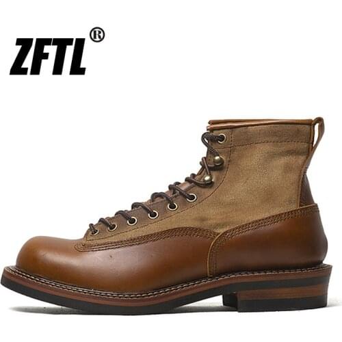 ZFTL Martins Boots Mens Vintage Tooling Boots All match British style high-top shoes Man Casual Lace up Retro Couple boots