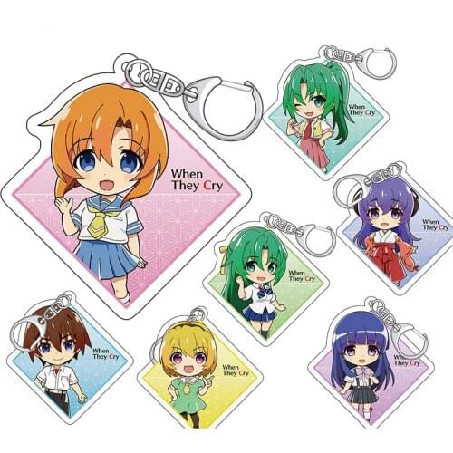 Anime Keychain Man Higurashi When They Cry Women Key Ring Acrylic Chain for Pants Kids Pendant High Quality Key Holder Brelok