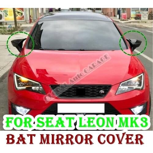 For SEAT LEON MK3 Bat Mirror Cover 2012 2013 2014 2015 2016 2017 2018 2019 2020 Glossy Black Wing Car Styling Auto Universal