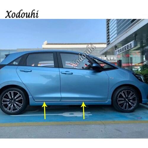 For Honda Fit Jazz 2020 2021 Car Stying Cover Side Door Body Trim Sticker Strip Stream Lamp Panel Bumper Panel Frame Parts 4pcs
