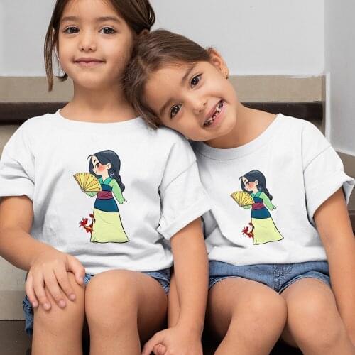 Kids T Shirt Personality Cute Mulan Art Print Tshirt Fun Summer Short-sleeve Harajuku T-shirt Girls Tee Children Tops Tee