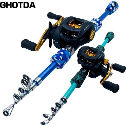 1.3m 1.5m 1.8m Power Camouflage Rod Telescopic Carbon Combination Fishing Fod Short Reel Set Travel Pole Complete Kit