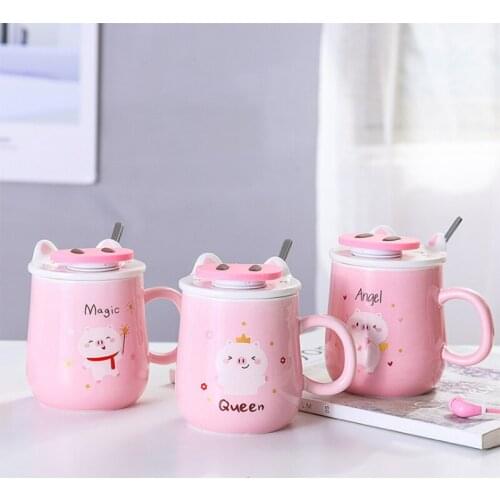Mobile phone holder Ceramic Mugs Creative Coffice Cup with Lid Cartoon Mug Student Children Juice Drink Cups Couple Cup Gift
