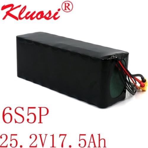 KLUOSI 25.2V Li-ion Battery 6S5P 24V 17.5Ah 18Ah High Capacity UAV Rechargeable for Various RC Airplane Quadrotor XH2.54-4P XT60