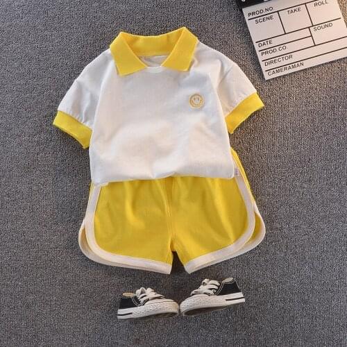 Kids Clothing Set 2021 Summer Casual Tops + Shorts Suit Short Sleeve Sports Outfits Two Pieces Sets for Boys Girls Tracksuit