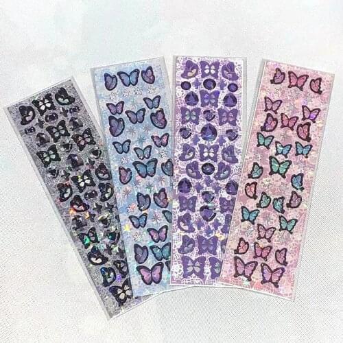 Colorful Butterfly Laser Stickers Scrapbooking Hand Account Journal Doodling Kawaii Stationery Korean Sticker School Supplies