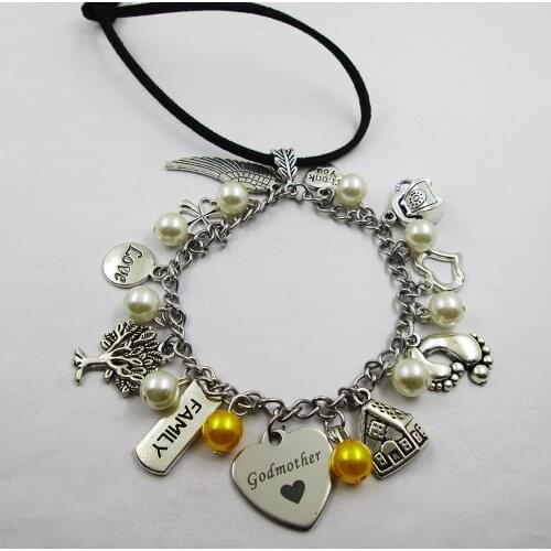 Godmother family theme home love leather stainless steel chain rearview mirror christmas tree decoration Bag ornaments