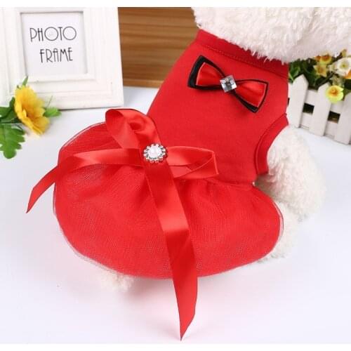 Summer Bowknot Dress for Cat Dog Pet Chihuahua Wedding Dress Skirt Puppy Clothing Spring Lace Princess Dress for Pets Supply