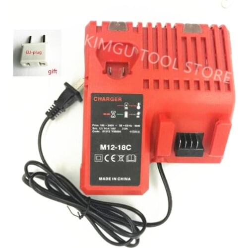 AC100-240V Li-ion Charger Replace for Milwaukee M12 M14 M18 12V 10.8V 14.4V 18V 48-59-2401 48-11-2402 M12-18C