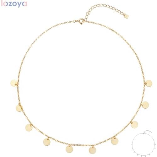 Lozoya 100% 925 Sterling Silver Gold Coins Charms Choker Necklace Chains Crystal Women Fashion Jewelry For Luxury Wedding