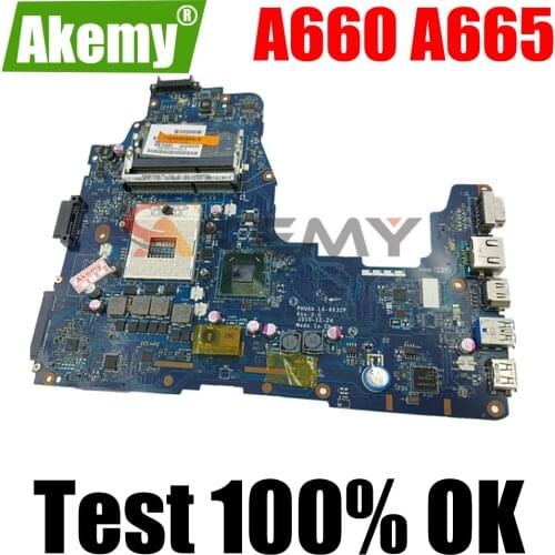 AKEMY PHQAA LA-6832P REV 2.0 MB K000125610 For TOSHIBA Satellite A660 A665 Laptop Motherboard HM65 DDR3