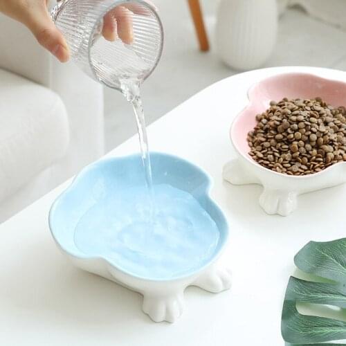 Cute Creative Ceramic Cat Bowl Pet Bowl Cat Feeder Cartoon Dish Plate Cat Drinking Container Cat Dog Pet Supplies
