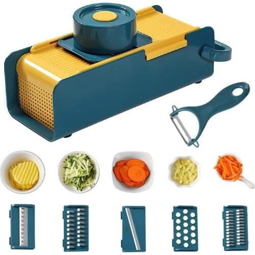 Multifunctional Vegetable Cutter Fruit Slicer Grater Shredders Drain Basket Slicers 5 in 1 Cooking Gadgets Kitchen Accessories