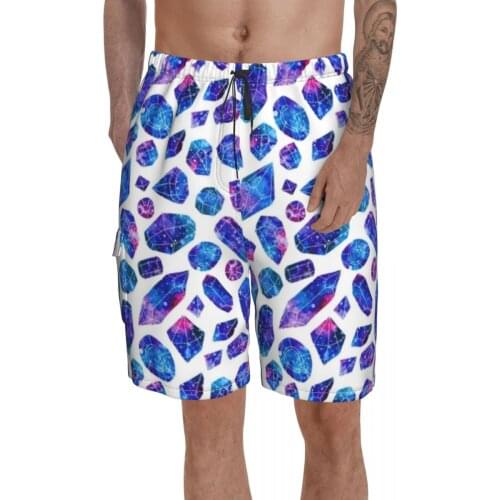 Crystal Board Shorts Swimming Trunks Polyester Men Bathing Pattern Swim Trunks