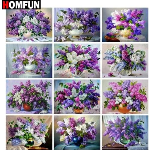 HOMFUN Full Square/Round Drill 5D DIY Diamond Painting "Purple bouquet theme" Embroidery Cross Stitch 5D Home Decor Gift