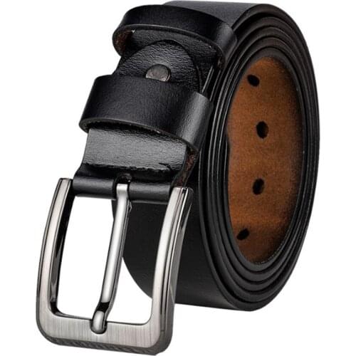 NEW170 140 150cm Men Belt High Quality Genuine Leather Strap Male Belts Male Jeans Pin Buckle Black Brown Designer Waist Strap