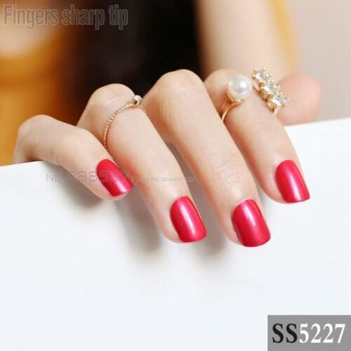 2017 new 24pcs false nails red candy short paragraph round square head comfortable multicolor all wrapped SS5227