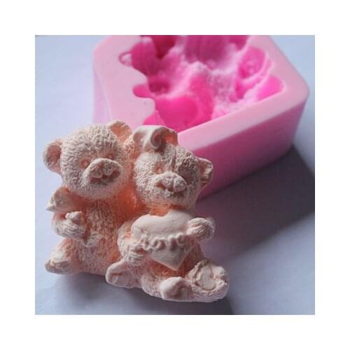 New bear friends fondant cake molds soap chocolate mould for the kitchen baking