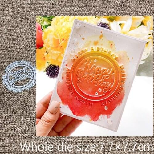 New Design Craft Metal stencil mold Cutting Dies Happy birthday circle frame scrapbook die cuts Album Paper Card Craft Embossing