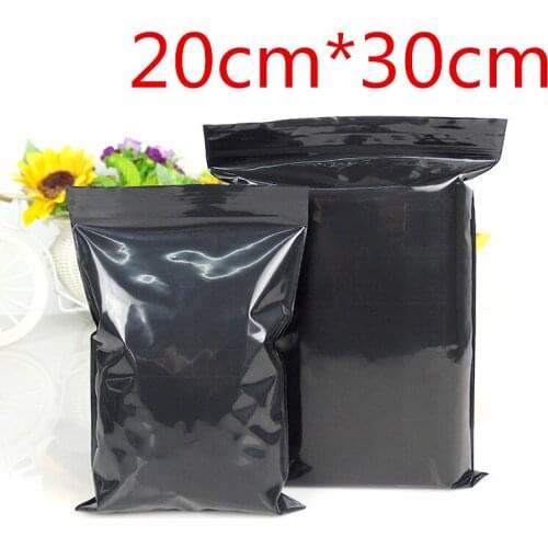 Wholesale 20cm*30cm Zipper Top Grip Seal Retail Packaging Packing Ziplock Pouches Black Zip Lock Resealable Plastic Storage Bags