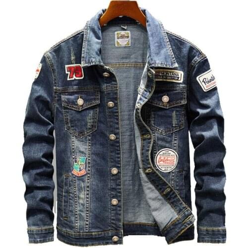 Autumn Mens Denim Jacket Trendy Fashion Ripped Denim Jacket Mens Outwear Jeans Jacket Casual Slim Cowboy Coats Clothing