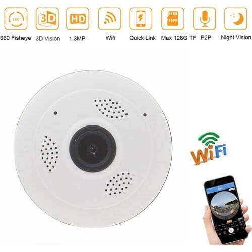 Panoramic Full View Mini IP Camera 3D 1.3M 960P Wireless Wifi Security Cctv Camera Wide Angle Support IR Night Motion Detection