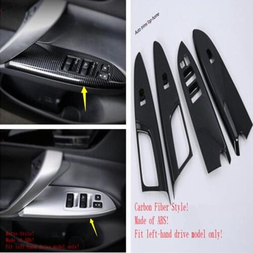 Yimaautotrims Door Armrest Window Lift Button Cover Trim Fit For Mitsubishi Eclipse Cross 2018 - 2021 Matte / Carbon Fiber Look