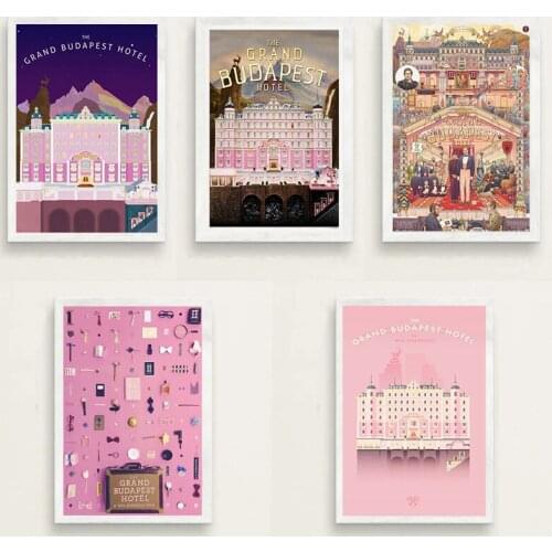 Movie Poster Budapest Hotel Painting Art Deco Bedroom Home Decor Poster Living Room Bedroom Canvas Pink Painting Wall Art