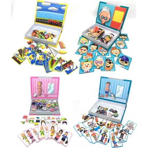 Christmas Gift for Kids Magnetic Book Magnetic Puzzle Cute Design Puzzles Magnetic Toy Jigsaw Baby Toys Learning Spell toys