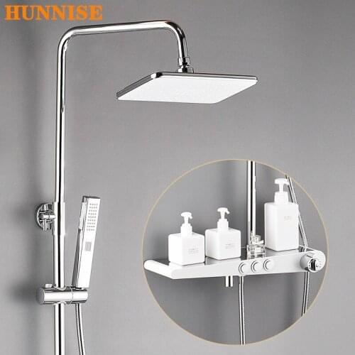 Thermostatic Bathroom Shower Faucet Constant Temperature Setting Bathroom Shower System with Two Ways Hand Spray Brass Faucet