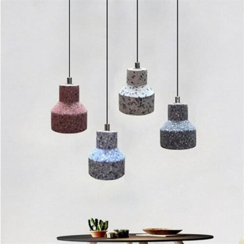 Vintage Loft Terrazzo Pendant Light Bar Bedside Dining Room Foyer Blue/red/white/black Industrial marble Cement Drop Lamp 2055