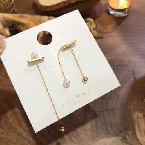 Silver Plated Dangle Hanging Gem Stone Rhinestone Long Drop Earrings For Women Baroque Pearl Charm Snake Chain Tassel Earring