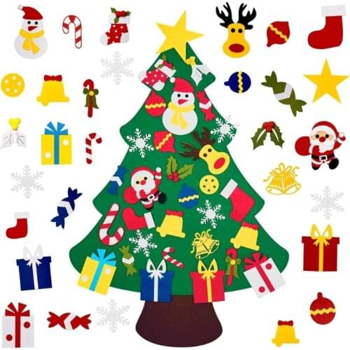 DIY Felt Christmas Tree Decoration with 30 Ornaments Kids New Year Gifts Party New 2020