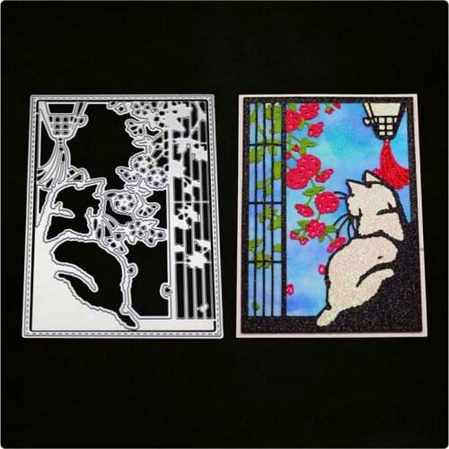 YINISE Metal Cutting Dies For Scrapbooking Stencils Cat BACKGROUND Scrapbook DIY Paper Album Card MKING Embossing Die Cuts mold