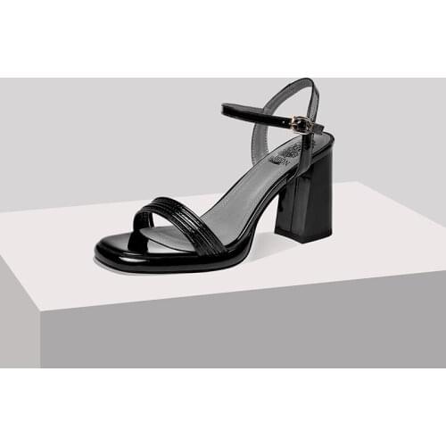 SKLFGXZY New Summer Genuine Leather Sandals Women High Heels Sexy Platform Fashion Party Wedding Shoes 100% Cowhide Black