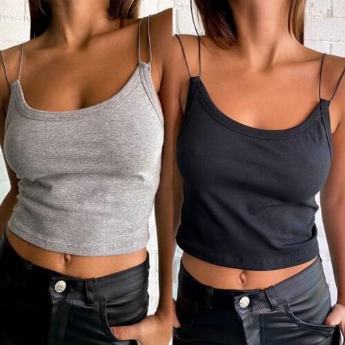 Womens Sexy Double Shoulder Camisole U-Neck Slim Sleeveless Vest Top Suitable For Casual Occasions (S/M/L/XL) Crop Top Women
