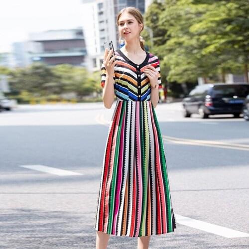 Print High Street dress xl 2021 new spring summer empire Beach Style Short sleeve long Dress Women Sweet Bohemian Party dresses
