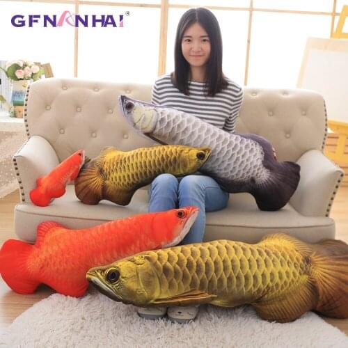 1pc 30cm Cute Simulation Gold Arowana Plush Toy Stuffed Cartoon Animal Fish Pillow Golden Fish Pillow Gift for Kids Children