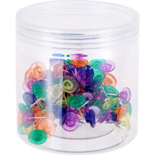 100pcs/1box Push Pins I-shaped Large Nails Transparent Colorful Pushpins Fix Drawing Board Photo Wall Picture Paint Tool w/Can