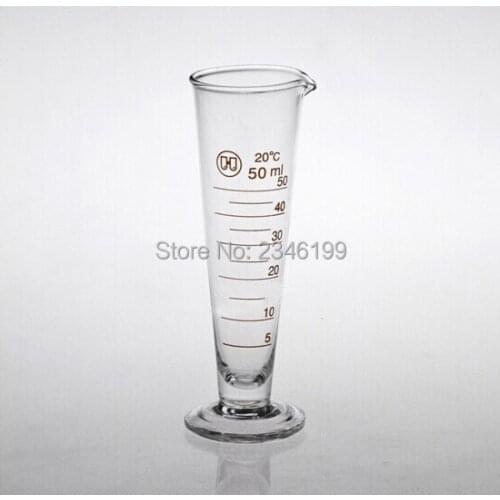 15pcs 50ML Clear Glass Triangle Measuring Cup Measuring Cylinder Cup Lab Supplies Free Shipping
