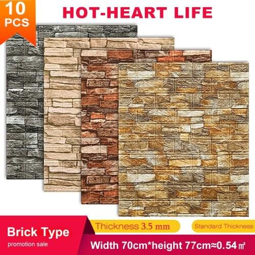 5/10pcs Brick Wall Sticker Waterproof Anti-Collision Foam Wallpaper Self-Adhesive For Living Room Bedroom TV Background 70*77cm